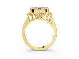 Yellow gold Fancy Pink Asscher  Halo Diamond Engagement Ring with Split Shank and Four-Prong Setting 3