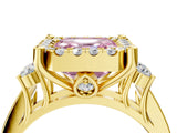 Yellow gold Fancy Pink Asscher  Halo Diamond Engagement Ring with Split Shank and Four-Prong Setting 4