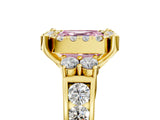 Yellow gold Fancy Pink Asscher  Halo Diamond Engagement Ring with Split Shank and Four-Prong Setting 5