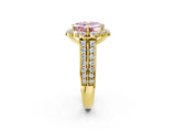 Yellow gold Fancy Pink Asscher  Halo Diamond Engagement Ring with Split Shank and Prong Setting_47