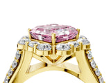 Yellow gold Fancy Pink Asscher  Halo Diamond Engagement Ring with Split Shank and Prong Setting_49