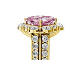 Yellow gold Fancy Pink Asscher  Halo Diamond Engagement Ring with Split Shank and Prong Setting_50