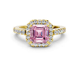 Yellow gold Fancy Pink Asscher  Halo Diamond Pavé Solitaire Ring_57