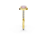 Yellow gold Fancy Pink Asscher  Halo Diamond Pavé Solitaire Ring_59