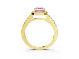 Yellow gold Fancy Pink Asscher  Halo Diamond Pavé Solitaire Ring_60