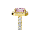 Yellow gold Fancy Pink Asscher  Halo Diamond Pavé Solitaire Ring_62