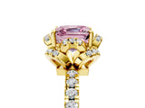 Yellow gold Fancy Pink Asscher  Halo Diamond Pave Band Ring with Four-Prong Setting_20