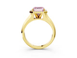 Yellow gold Fancy Pink Asscher  Halo Diamond Ring with Cathedral Band and Four-Prong Setting_50