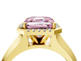 Yellow gold Fancy Pink Asscher  Halo Diamond Ring with Cathedral Band and Four-Prong Setting_51
