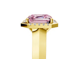 Yellow gold Fancy Pink Asscher  Halo Diamond Ring with Cathedral Band and Four-Prong Setting_52