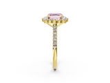 Yellow gold Fancy Pink Asscher  Halo Diamond Ring with Pavé Band and Prong Setting_19