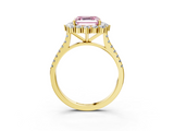 Yellow gold Fancy Pink Asscher  Halo Diamond Ring with Pavé Band and Prong Setting_20