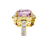 Yellow gold Fancy Pink Asscher  Halo Diamond Solitaire with Pavé Band and Four-Prong Setting_33