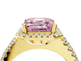 Yellow gold Fancy Pink Asscher  Halo Diamond Split Shank Engagement Ring with Prong Setting_97