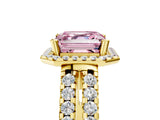 Yellow gold Fancy Pink Asscher  Halo Diamond Split Shank Engagement Ring with Prong Setting_98