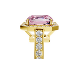 Yellow gold Fancy Pink Asscher  Halo Pavé Diamond Engagement Ring with Bezel Setting_5