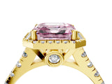 Yellow gold Fancy Pink Asscher  Halo Pavé Diamond Engagement Ring with Four-Prong Setting_30