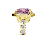 Yellow gold Fancy Pink Asscher  Halo Pavé Diamond Engagement Ring with Four-Prong Setting_31