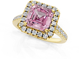 Yellow gold Fancy Pink Asscher  Halo Pavé Diamond Engagement Ring with Four-Prong Setting_4