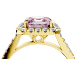 Yellow gold Fancy Pink Asscher  Halo Pavé Diamond Engagement Ring with Four-Prong Setting_7
