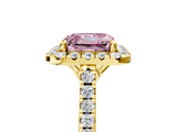 Yellow gold Fancy Pink Asscher  Halo Pavé Diamond Engagement Ring with Four-Prong Setting_8