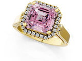 Yellow gold Fancy Pink Asscher  Halo Pave Split Shank Prong Setting Ring_27