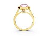 Yellow gold Fancy Pink Asscher  Halo Solitaire Diamond Ring with Pave Band and Bezel Setting_48
