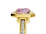 Yellow gold Fancy Pink Asscher  Halo Solitaire Diamond Ring with Pave Band and Bezel Setting_50