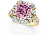 Yellow gold Fancy Pink Asscher  Halo Split Shank Diamond Engagement Ring with Pave Band and Four-Prong Setting_19