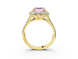 Yellow gold Fancy Pink Asscher  Halo Split Shank Diamond Engagement Ring with Pave Band and Four-Prong Setting_21