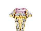 Yellow gold Fancy Pink Asscher  Halo Split Shank Diamond Engagement Ring with Pave Band and Four-Prong Setting_23