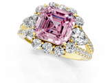 Yellow gold Fancy Pink Asscher  Halo Split Shank Diamond Engagement Ring with Prong Setting_18