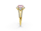 Yellow gold Fancy Pink Asscher  Halo Split Shank Diamond Engagement Ring with Prong Setting_19