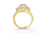 Yellow gold Fancy Pink Asscher  Halo Split Shank Diamond Engagement Ring with Prong Setting_20