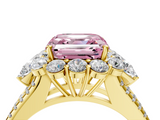 Yellow gold Fancy Pink Asscher  Halo Split Shank Diamond Engagement Ring with Prong Setting_21
