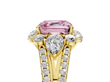 Yellow gold Fancy Pink Asscher  Halo Split Shank Diamond Engagement Ring with Prong Setting_22