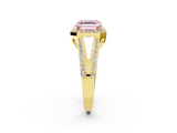 Yellow gold Fancy Pink Asscher  Halo Split Shank Diamond Ring with Four-Prong Setting_19
