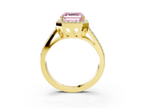 Yellow gold Fancy Pink Asscher  Halo Split Shank Diamond Ring with Four-Prong Setting_20