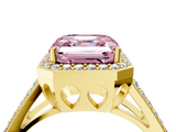 Yellow gold Fancy Pink Asscher  Halo Split Shank Diamond Ring with Four-Prong Setting_21