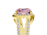 Yellow gold Fancy Pink Asscher  Halo Split Shank Diamond Ring with Four-Prong Setting_22