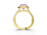 Yellow gold Fancy Pink Asscher  Halo Split Shank Diamond Ring with Pavé Setting_46