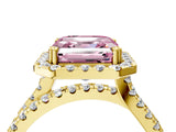 Yellow gold Fancy Pink Asscher  Halo Split Shank Diamond Ring with Pavé Setting_47