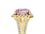 Yellow gold Fancy Pink Asscher  Halo Split Shank Diamond Ring with Prong Setting_5