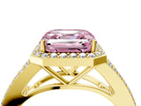 Yellow gold Fancy Pink Asscher  Halo Split Shank Pave Diamond Ring with Four-Prong Setting_51