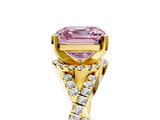 Yellow gold Fancy Pink Asscher  Halo Twist Band Solitaire Prong Setting Ring_5