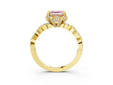 Yellow gold Fancy Pink Asscher  Halo Twist Band Solitaire Ring with Six-Prong Setting_36