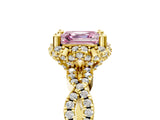 Yellow gold Fancy Pink Asscher  Halo Twist Band Solitaire Ring with Six-Prong Setting_38