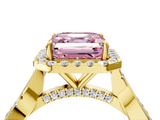 Yellow gold Fancy Pink Asscher  Halo Twist Band Solitaire Ring_4