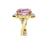 Yellow gold Fancy Pink Asscher  Halo Twist Band Solitaire Ring_5