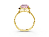 Yellow gold Fancy Pink Asscher  Halo Twisted Band Four-Prong Diamond Ring_3